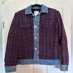 Sandro Chelsy Metallic-Tweed and Denim jacket in Bordeaux sz 38 (US sz 8) EUC